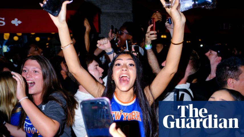 Euphoric fans flooded midtown Manhattan on Saturday night to celebrate the New York Knicks’ first championship in 53 years