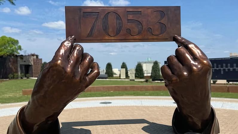 Sculpture of Rosa Parks's arrest number at Montgomery Square