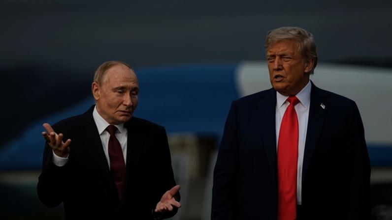 Donald Trump and Vladimir Putin talk at Joint Base Elmendorf-Richardson in Alaska on 15 August 2025.