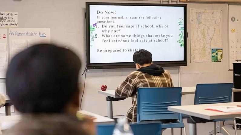 A reading class at Winooski high school in Winooski, Vermont, on 7 April 2026.
