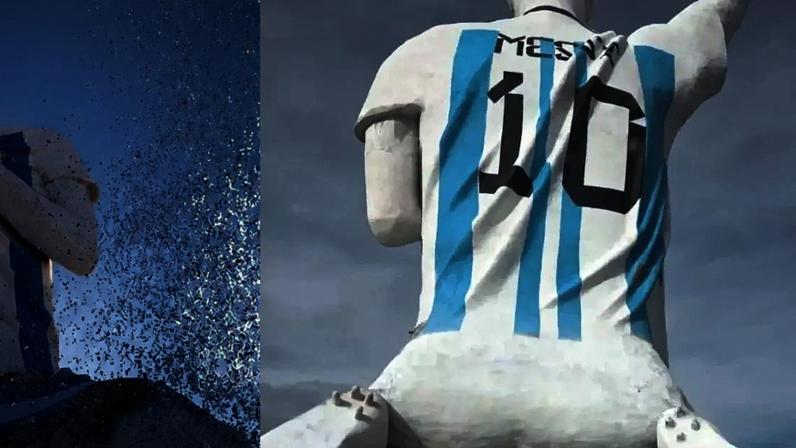 'Dançando na boquinha da garrafa': Messi ganha maior estátua do mundo dedicada a ele, mas web não perdoa pose da obra.
