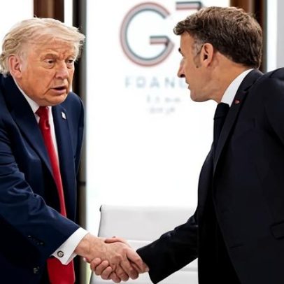 Esquerda francesa indignada enquanto Macron recebe Trump em Versalhes