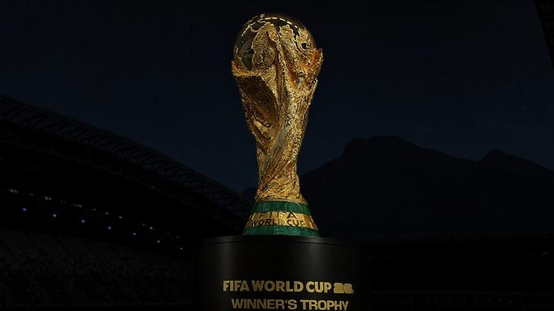 Taça oficial da Copa do Mundo de 2026 no Estádio de Monterrey.