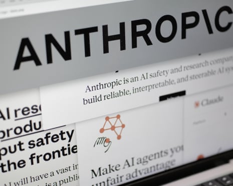 Pages from the Anthropic website and company logo on a computer screen.