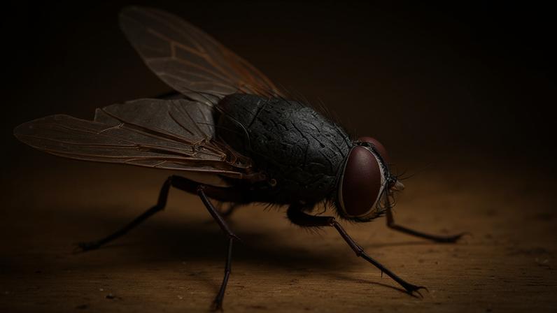 close up of a house fly