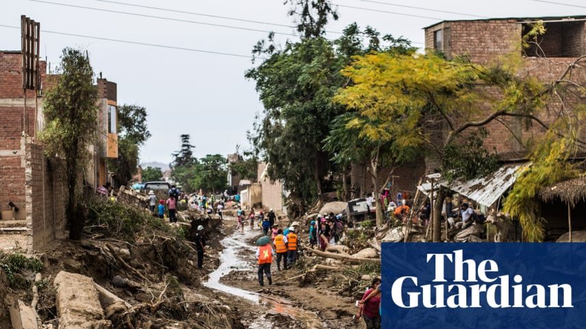 Damage caused by flash floods in Huachipa, east of Lima, Peru in 2017, where water distribution systems collapsed during heavy downpours.