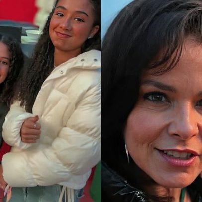 Samara Felippo curte show com as filhas em evento da Copa do Mundo em SP