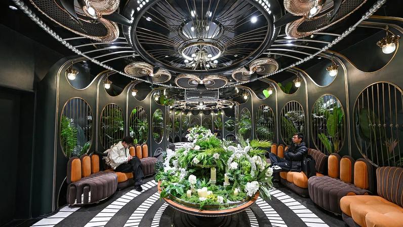 The 500 square metre restrooms at Deji Plaza luxury mall in Nanjing, China have gone viral for their lavish themes.