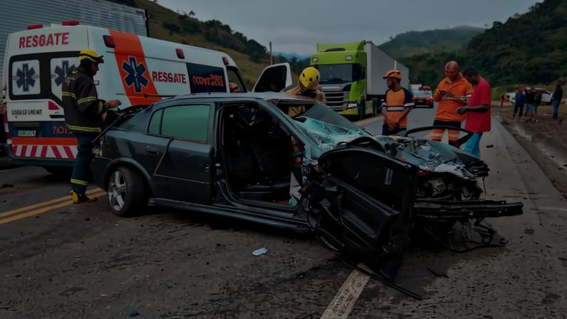O trânsito ficou interditado nos dois sentidos da rodovia