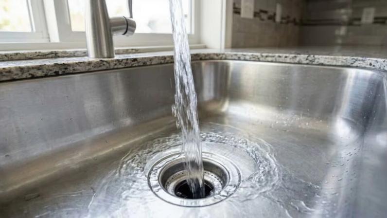 Como desentupir a pia da cozinha com água fervente e sal grosso