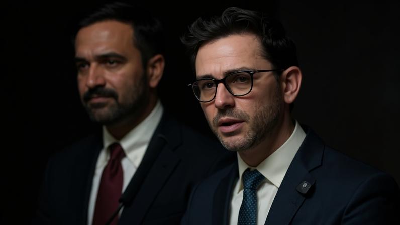 Zohran Mamdani, mayor of New York, left, and Sam Levine, commissioner of the New York City department of consumer and worker protection, during an announcement on junk fees in New York on 21 January 2026.