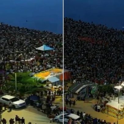 Culto ao amanhecer atrai mais de 70 mil pessoas em praia no Amazonas