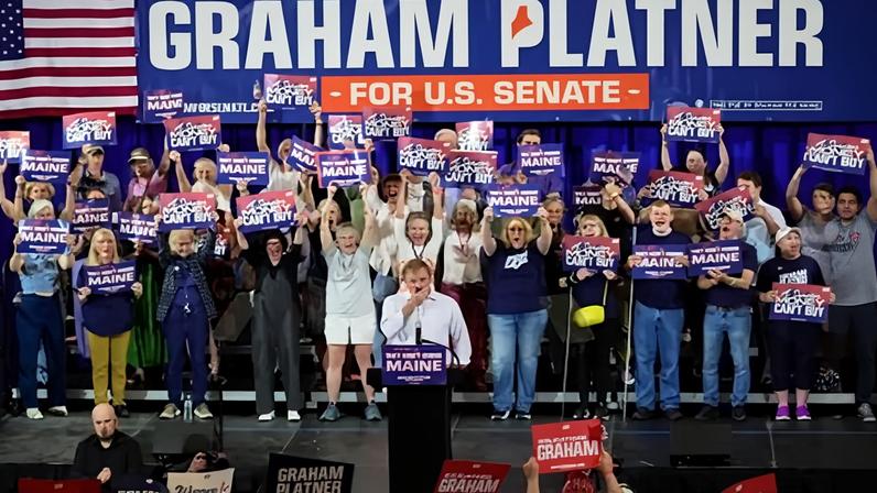 Graham PlatnerDemocratic U.S. Senate candidate Graham Platner stands on stage during a primary election night watch party after winning the Democratic nomination Tuesday, June 9, 2026, in Blue Hill, Maine. (AP Photo/Robert F. Bukaty)