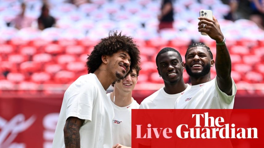 Tyler Adams, Tim Weah and Haji Wright of United States take a selfie prior to Saturday’s friendly.