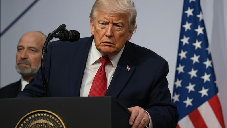 Donald Trump speaks during a news conference at the G7 summit in Evian-les-Bains on Wednesday.