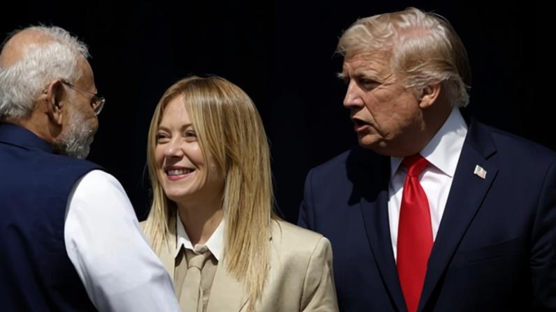 Meloni fica surpresa após Trump afirmar que ela implorou por uma foto