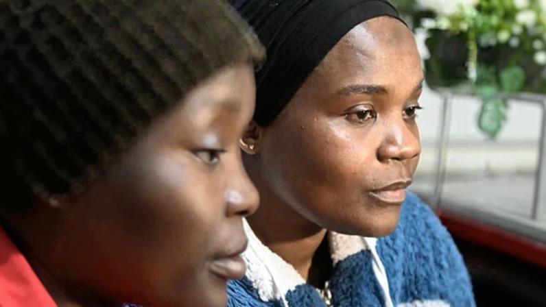 Stella Ariokot (left) and Sumayah Nakazibwe: ‘Someone rioting doesn’t know that the person they are targeting is actually looking after their mother or their granny.’ Photograph: Alan Lewis/Photopress Belfast/The Guardian