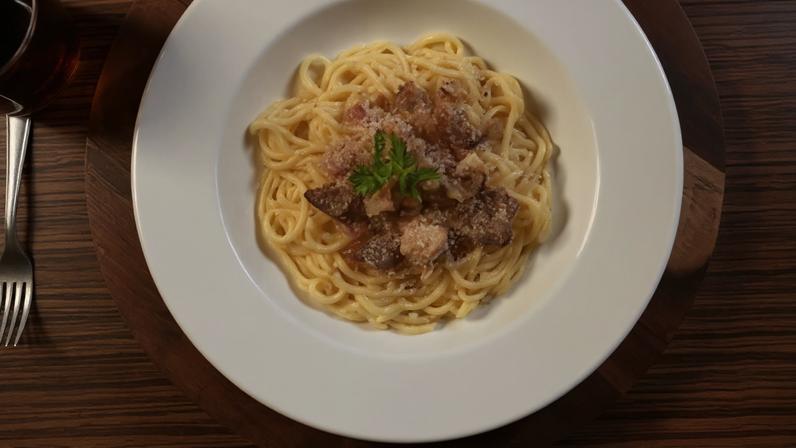 macarrão à carbonara light.