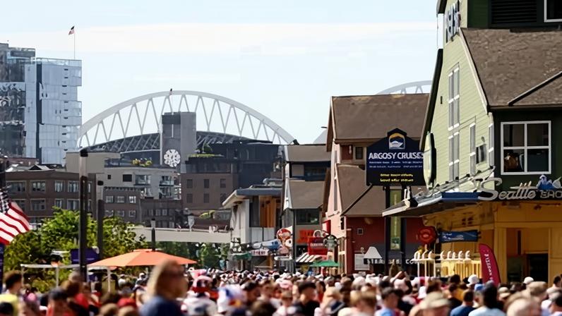 Fans gather in Seattle before the World Cup showdown between the United States and Australia.