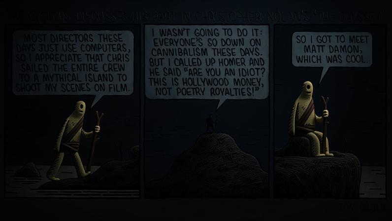Tom Gauld comenta The Odyssey de Christopher Nolan em quadrinho