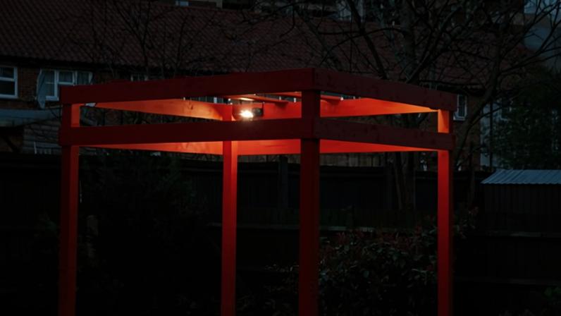 Communal art … Liam Gillick’s architectural sculpture, which is now used by neighbours as a gathering spot for BBQs and a storage space for garden furniture.