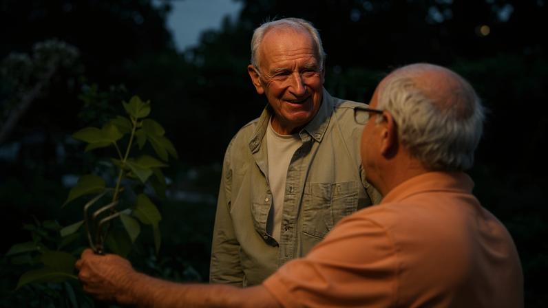 Jardineiros conversam e dão impressão de estarem aprontando