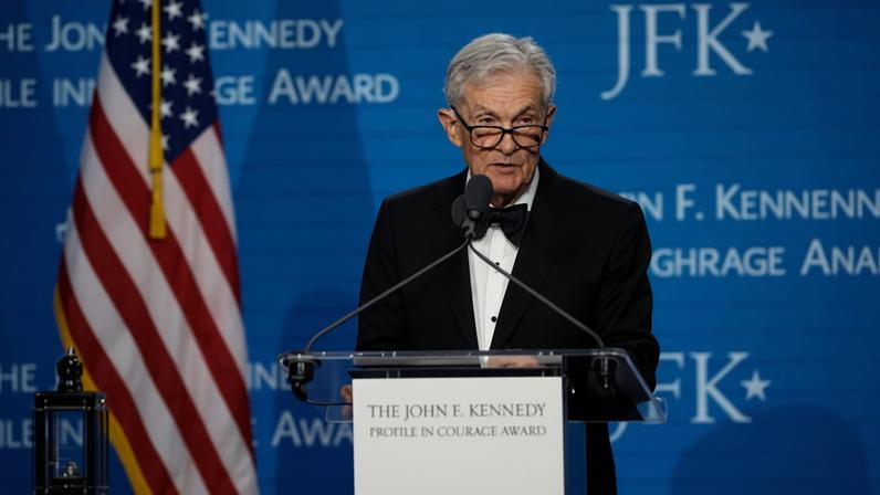 Jerome Powell in Boston, Massachusetts on Sunday.