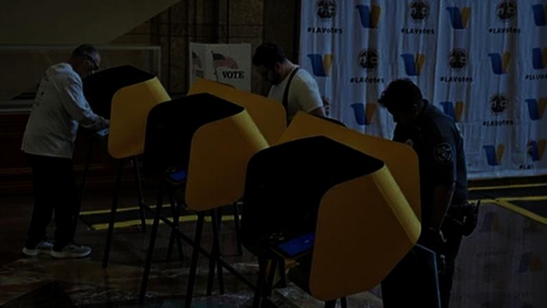 People vote at a polling station in Los Angeles earlier this month. The administration has launched a multi-pronged push to change voting rules.