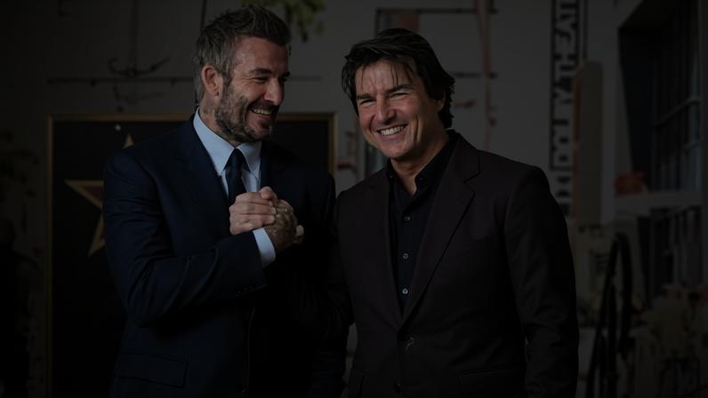 David Beckham and Tom Cruise at the ceremony to honor Beckham with a star on the Hollywood Walk Of Fame in Los Angeles.