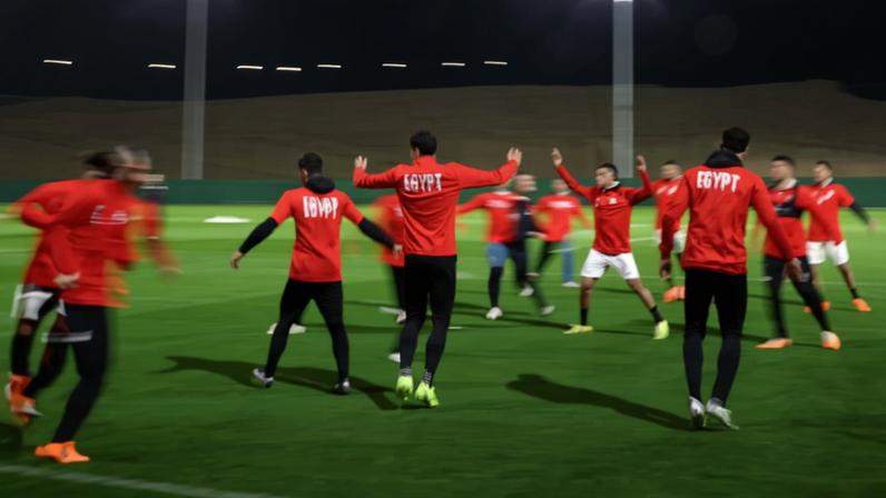 Egypt's players attend a training session in Taghzout, Morocco