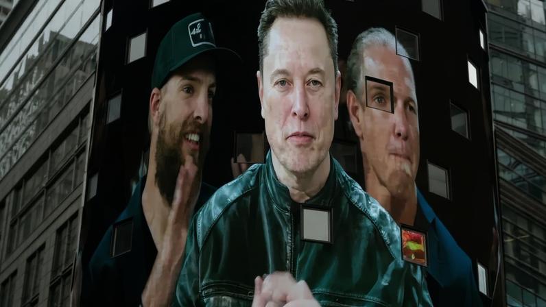 A billboard of SpaceX pictured on the day of SpaceX's initial public offering (IPO) at the Nasdaq MarketSite, in New York City