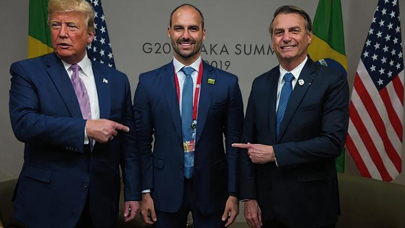 Eduardo Bolsonaro, o ex-presidente Jair Bolsonaro e o presidente americano, Donald Trump - Foto: Instagram