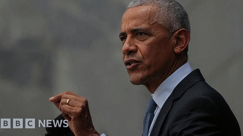 Obama speaks at a podium