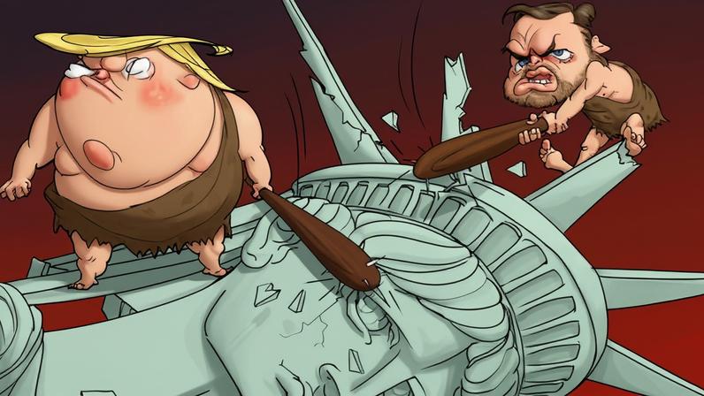Nicola Jennings aborda Trump, JD Vance e o declínio civilizacional — cartoon