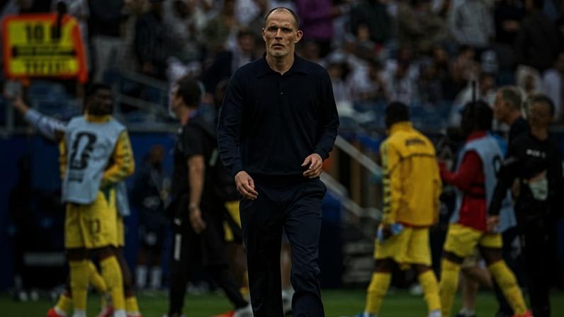 England head coach Thomas Tuchel walks off the field after the goalless draw with Ghana.