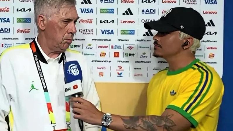Carlo Ancelotti em entrevista a Chico Moedas, da CazéTV