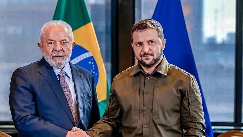 O presidente da República, Luiz Inácio Lula da Silva (PT), durante encontro com o presidente da Ucrânia, Volodymyr Zelensky, em Nova York (Foto: Ricardo Stuckert/PR)