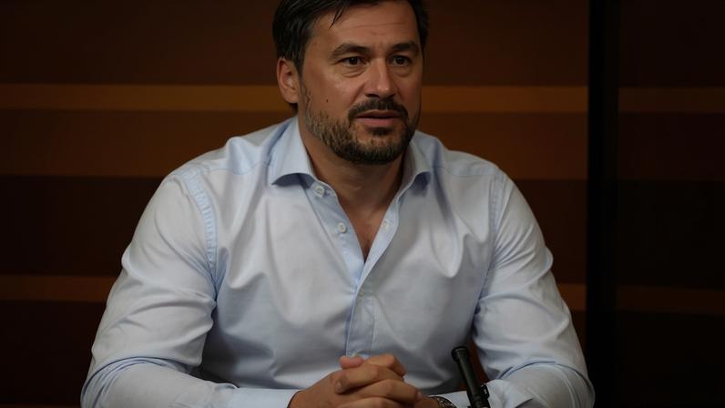Rade Bogdanovic, the former Serbian footballer, working as a pundit.