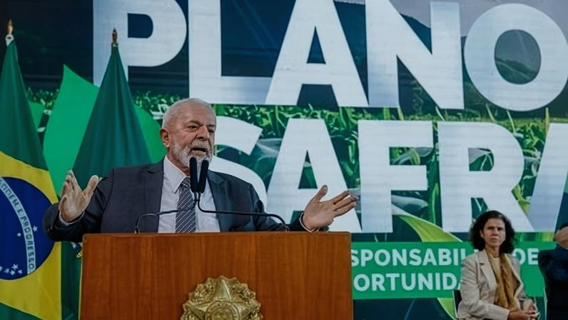 Presidente da República, Luiz Inácio Lula da Silva, durante o lançamento do Plano Safra 2024/2025, no Palácio do Planalto. Brasília - DF.