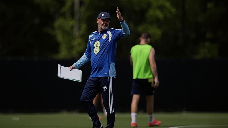 Steve Clarke during Scotland training in Charlotte, where the training game was due to take place.