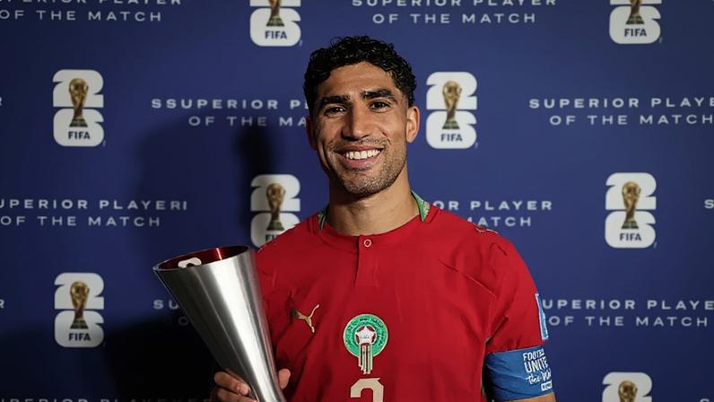 Hakimi recebe versão alterada de prêmio de melhor em campo contra o Haiti