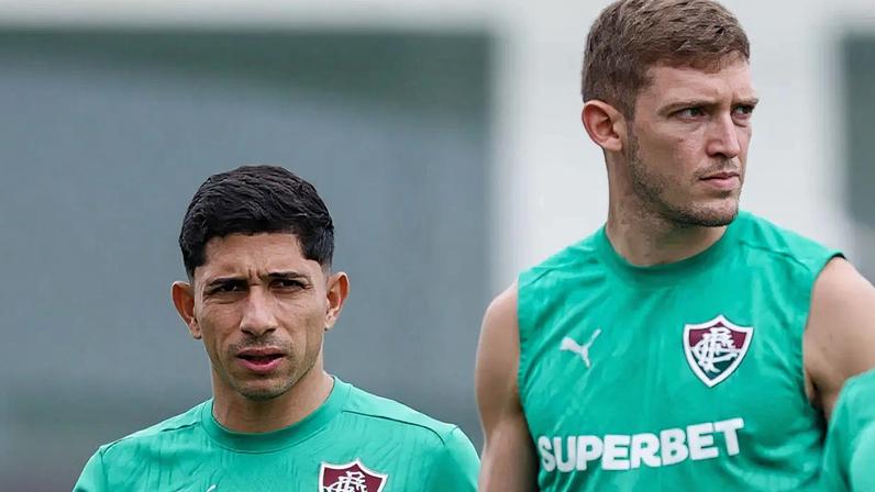 Bernal, Savarino, Castillo e Canobbio no treino do Fluminense (Foto: Marcelo Gonçalves/ Fluminense FC)
