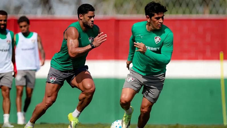 Hulk e Cano em treino pelo Fluminense (Foto: Marcelo Gonçalves/ Fluminense FC)