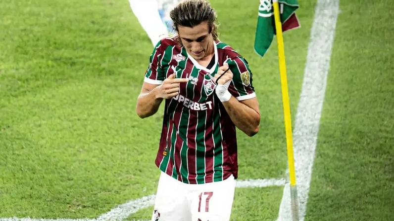 Canobbio comemora terceiro gol do Fluminense contra o La Guaira (Foto: Marina Garcia/ Fluminense FC)