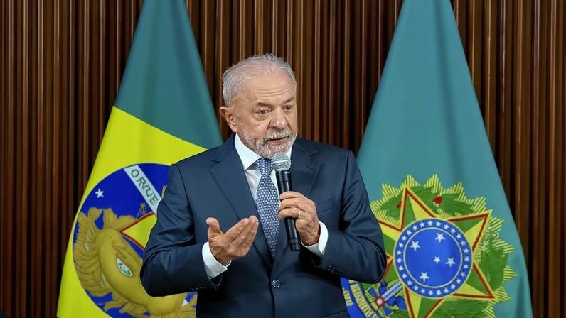 O presidente Lula, durante reunião ministerial