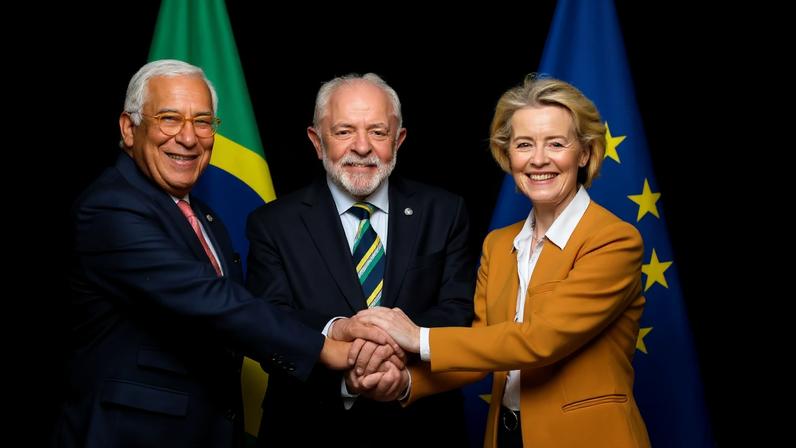 Presidente da República, Luiz Inácio Lula da Silva com Presidente da Comissão Europeia, Ursula von der Leyen e Presidente do Conselho Europeu, António Costa na Cúpula do G7, em Évian-les-Bains - França. Foto: Ricardo Stuckert / PR
