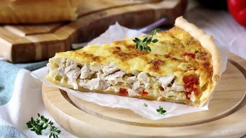 Quiche proteica de frango com palmito