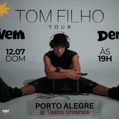 Tom Filho apresenta a turnê Jovem Demais em Porto Alegre, Teatro Unisinos