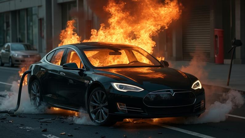 Carro elétrico pegando fogo