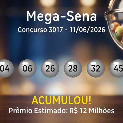 Números sorteados na Mega-Sena: concurso 3017